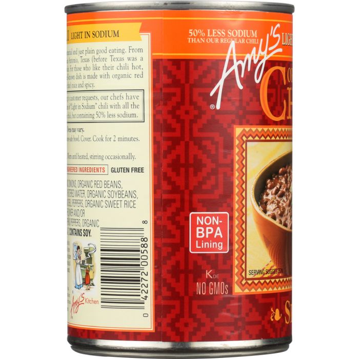 AMYS: Chili Lite Sodium Spicy Gluten Free, 14.7 oz