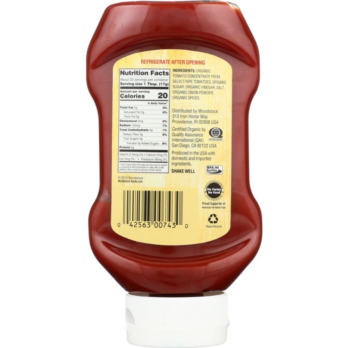 WOODSTOCK: Ketchup Tomato Organic, 20 oz