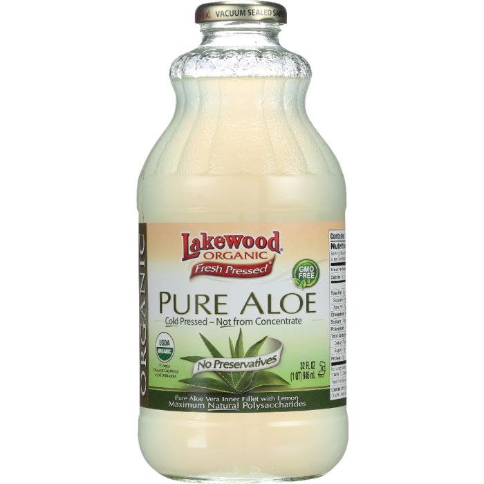 LAKEWOOD ORGANIC: Pure Aloe Inner Fillet Juice with Lemon, 32 Oz