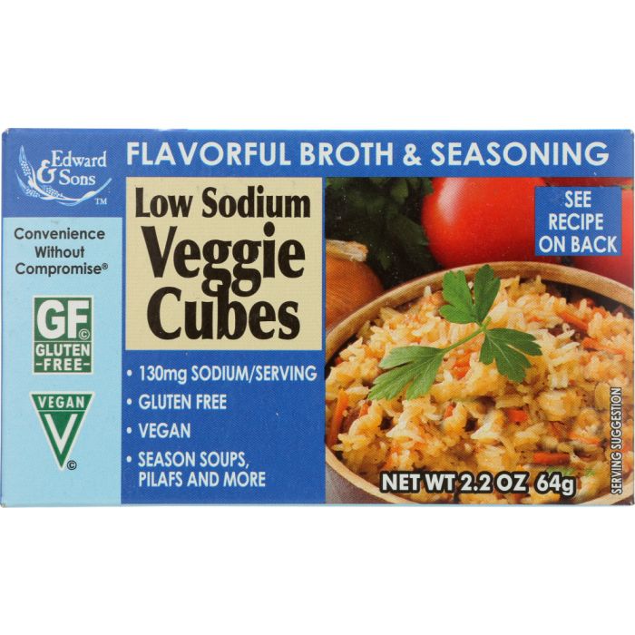 EDWARD & SONS: Bouillon Cube Gluten Free Low Sodium Veggie, 2.2 oz