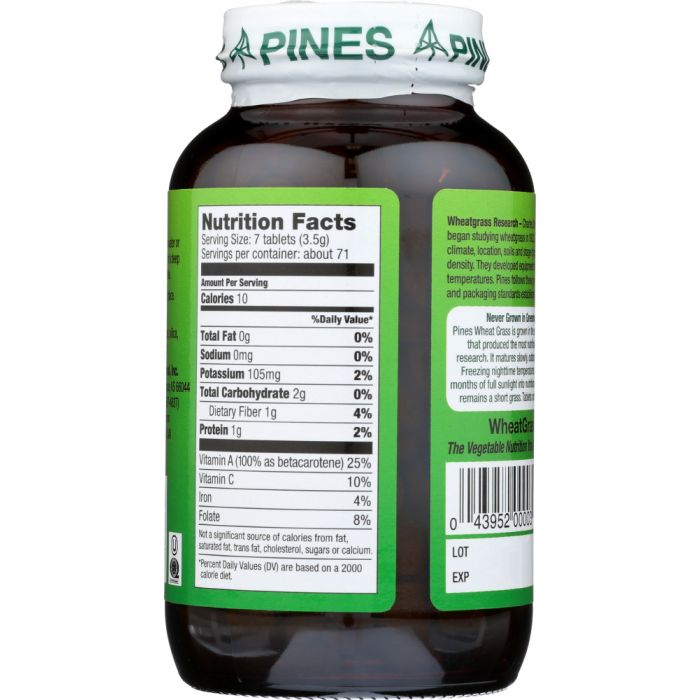 PINES WHEAT GRASS: Organic Wheat Grass 500 mg, 500 Tablets