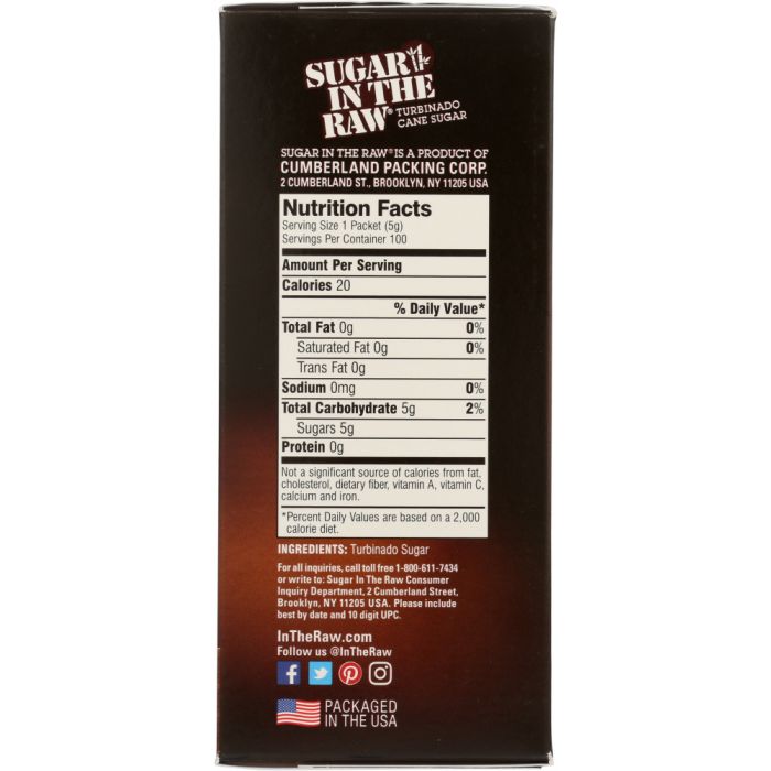 SUGAR IN THE RAW: Natural Cane Sugar 100 Packets, 16 oz