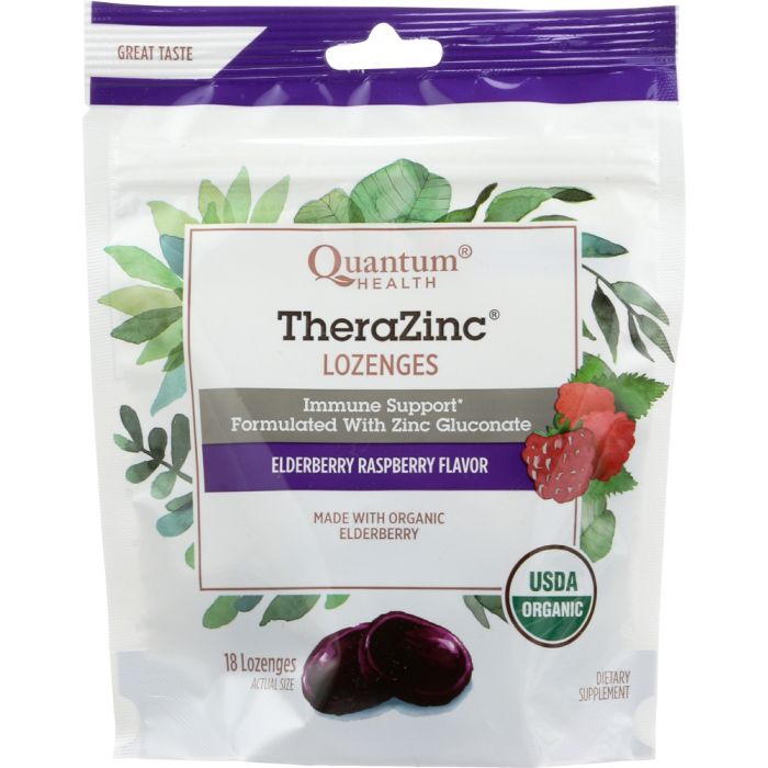 QUANTUM: Lozenges TheraZinc Elderberry Organic, 18 ea