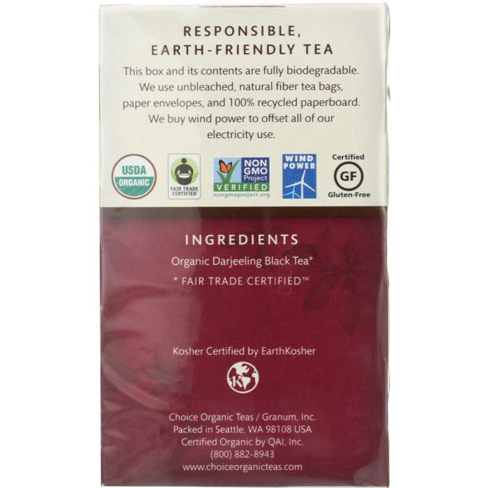 CHOICE TEA: Organic Tea Darjeeling Fair Trade Certified, 16 bg