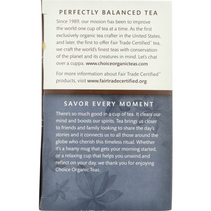 CHOICE TEA: Organic Earl Grey Tea, 16 bg