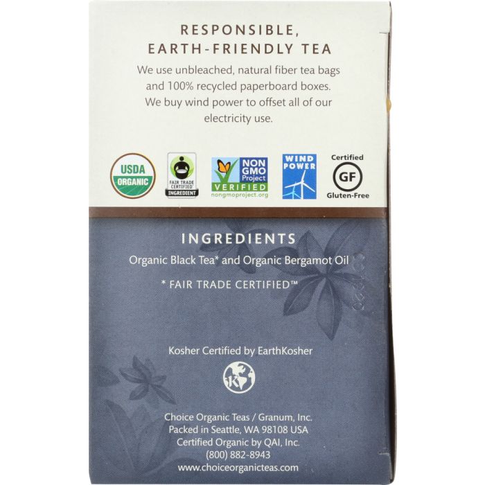 CHOICE TEA: Organic Earl Grey Tea, 16 bg