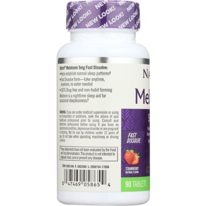 NATROL: Melatonin Fast Dissolve Tablets Strawberry 5 mg, 90 tablets