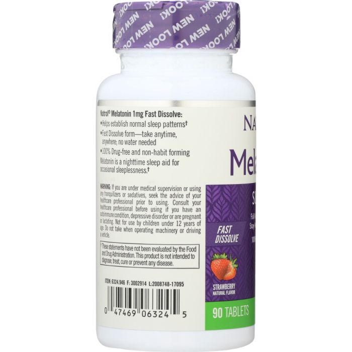 NATROL: Melatonin Strawberry Flavor 1 Mg, 90 tablets