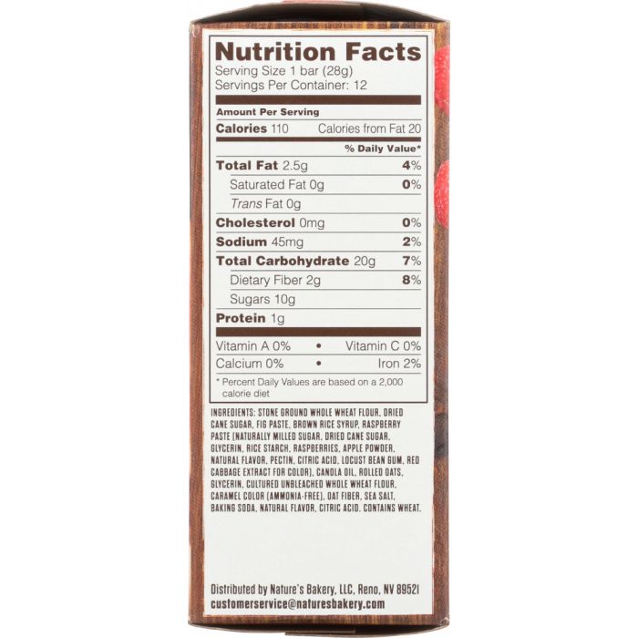 NATURE'S BAKERY: Stone Ground Whole Wheat Raspberry Fig Bar, 12 oz