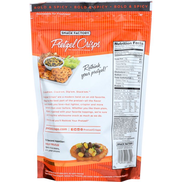 SNACK FACTORY: Pretzel Crisps Deli Style Buffalo Wing, 7.2 oz