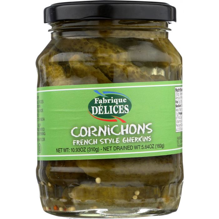 FABRIQUE DELICES: Cornichons French Style Gherkins Glass Jar, 10.93 oz