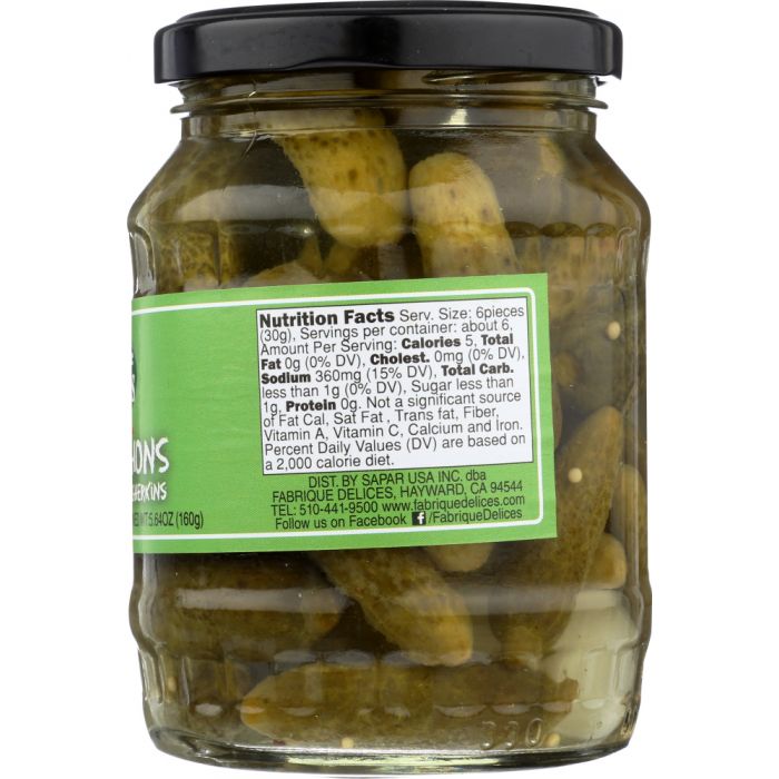 FABRIQUE DELICES: Cornichons French Style Gherkins Glass Jar, 10.93 oz