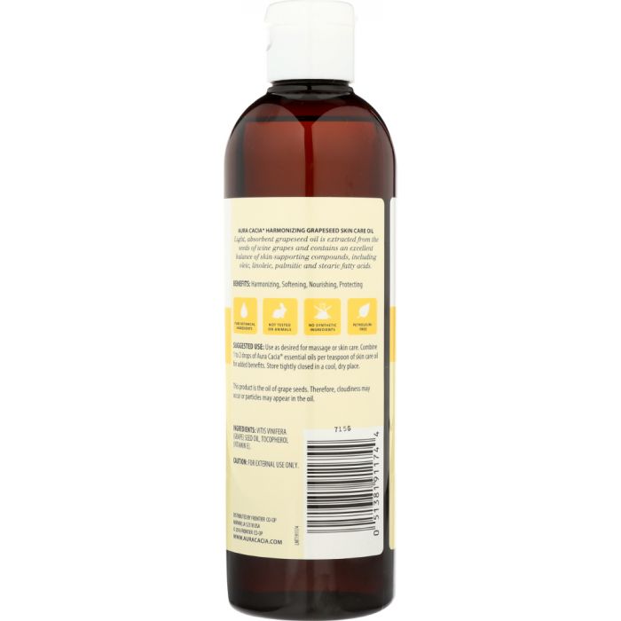 AURA CACIA: Natural Skin Care Oil Harmonizing Grapeseed, 16 Oz