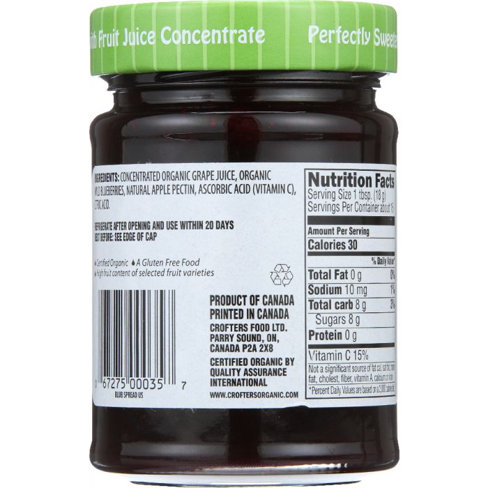 CROFTERS: Organic Blueberry Fruit Spread, 10 oz