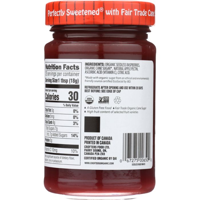 CROFTERS: Conserve Seedless Raspberry Organic, 16.5 oz