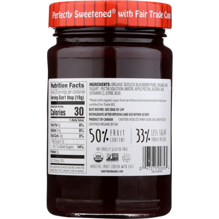 CROFTERS: Blackberry Seedless Fruit Spread, 16.5 oz