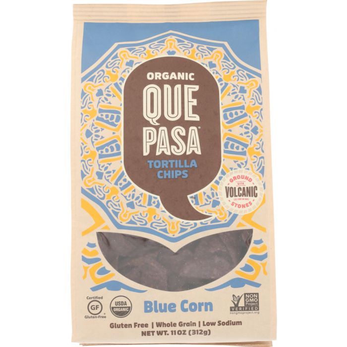 QUE PASA: Blue Corn Tortilla Chips, 11 oz