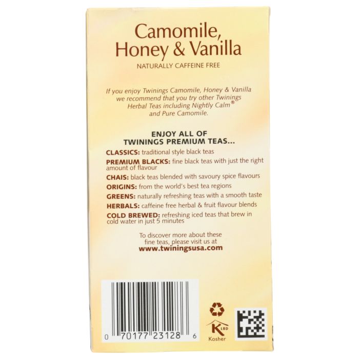 TWINING TEA: Camomile, Honey & Vanilla Herbal Tea, 20 bg