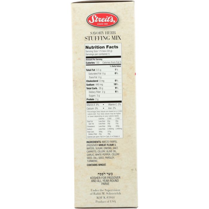 STREITS: Savory Herb Stuffing Mix, 6 oz