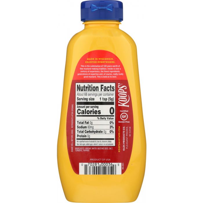 KOOPS: Original Yellow Mustard Squeeze, 12 oz