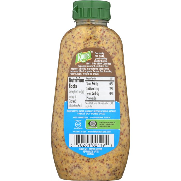 KOOPS: Organic Stone Ground Mustard, 12 oz