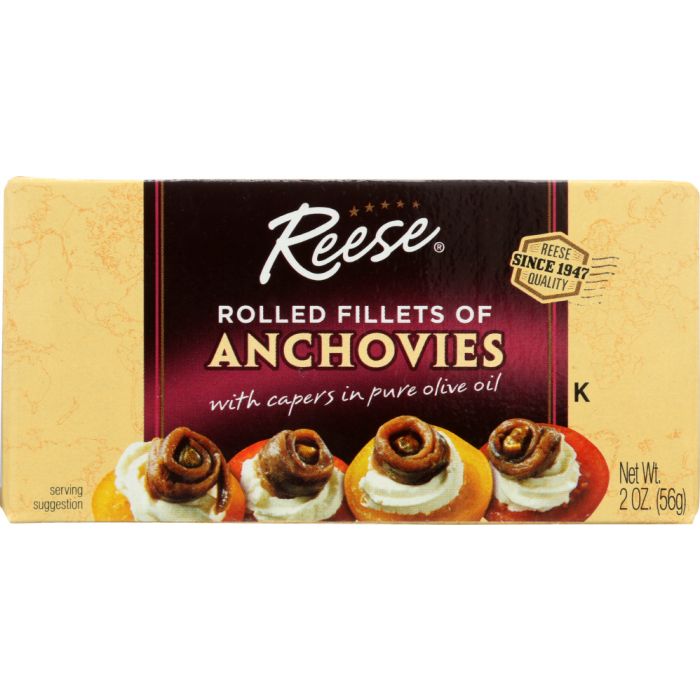 REESE: Rolled Fillets of Anchovies with Capers in Olive Oil, 2 oz