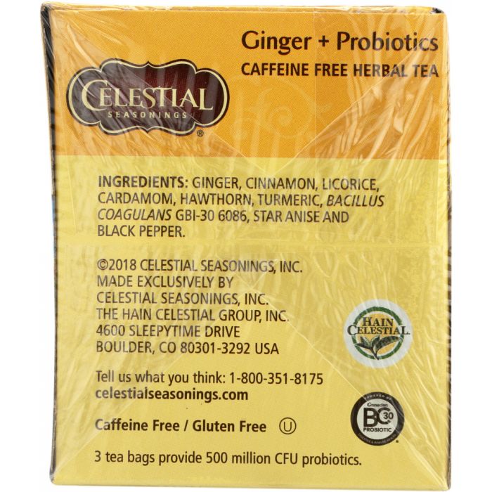 CELESTIAL SEASONINGS: Ginger Probiotic Herbal Tea, 20 bg