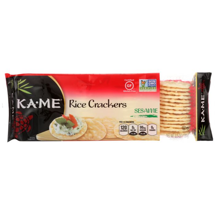 KA ME: Rice Cracker Sesame Gluten Free, 3.5 oz