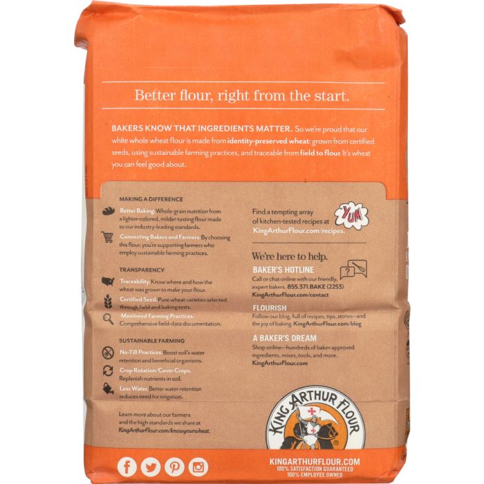 KING ARTHUR FLOUR: White Whole Wheat Flour, 5 lbs