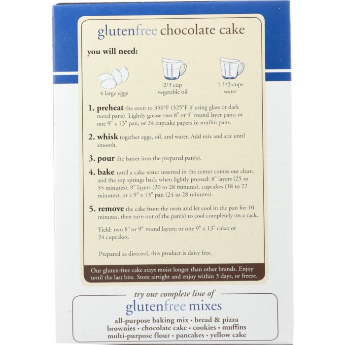 KING ARTHUR FLOUR: Gluten Free Chocolate Cake Mix, 22 oz