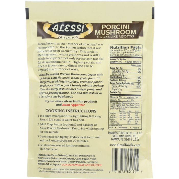 ALESSI: Farro Porcini Mushroom, 7 oz