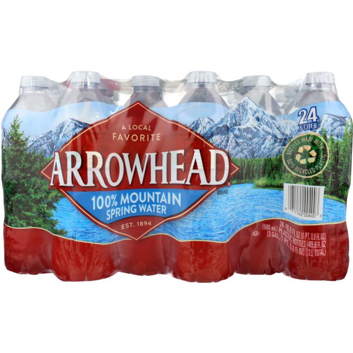 ARROWHEAD WATER: 100% Mountain Spring Water 24 Count - 0.5 liter, 12 lt