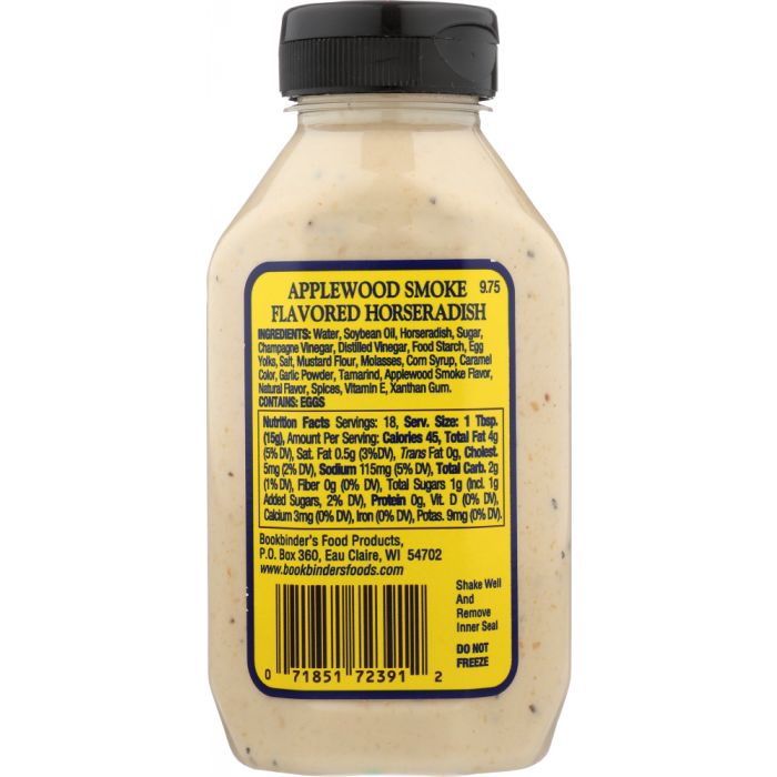 BOOKBINDERS: Applewood Smoked Flavored Horseradish, 9.75 oz