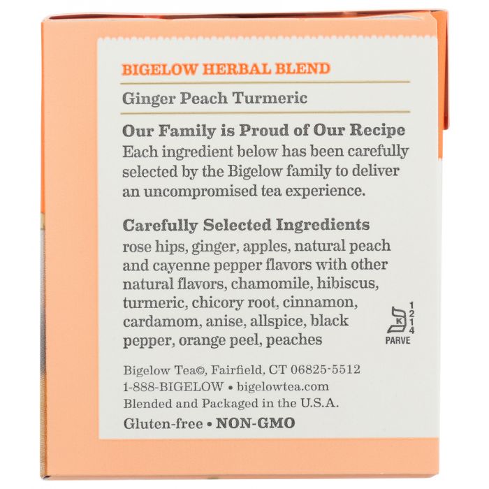 BIGELOW: Ginger Peach Turmeric Herbal Tea, 0.98 oz