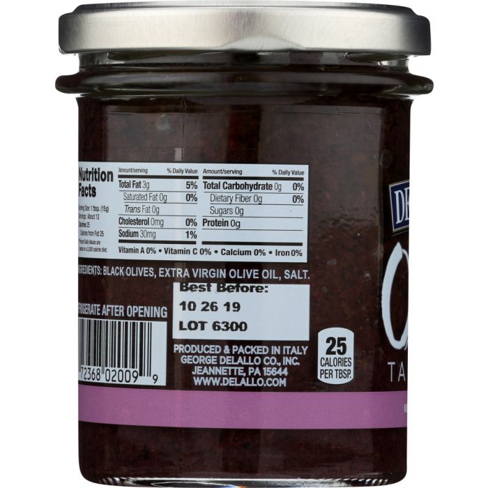 DELALLO: Black Italian Olive Tapenade, 6.7 oz