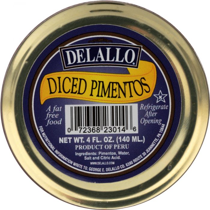 DELALLO: Diced Pimentos, 4 oz