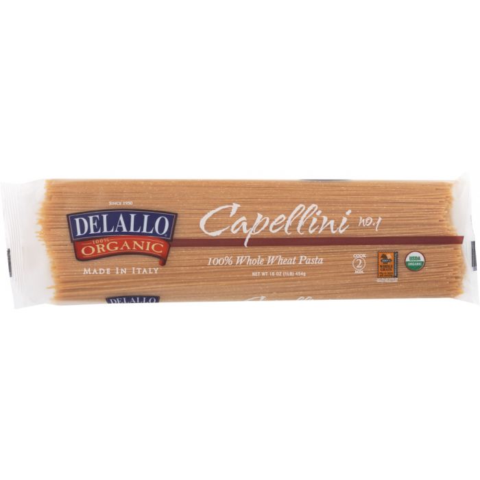 DELALLO: Organic Pasta Capellini Whole Wheat No.1, 16 oz