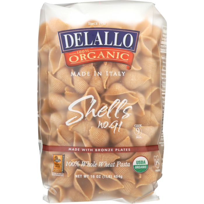 DELALLO: Pasta Whole Wheat Shell, 16 oz