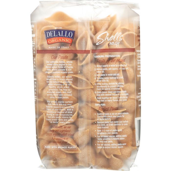 DELALLO: Pasta Whole Wheat Shell, 16 oz