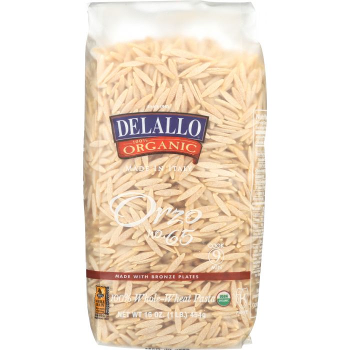 DELALLO: Orzo No. 65 100% Organic Whole Wheat Pasta, 16 oz