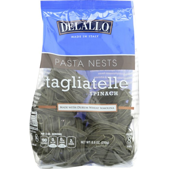 DELALLO: Spinach Tagliatelle Nest Pasta, 8.8 oz