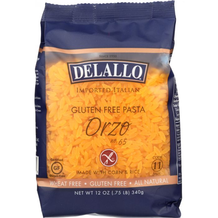 DELALLO: Gluten Free Corn & Rice Pasta Orzo No. 65, 12 oz