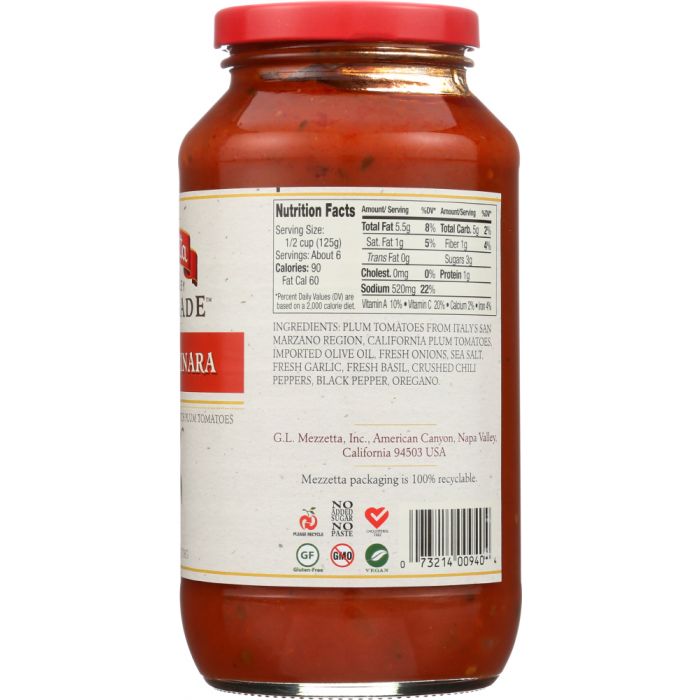 MEZZETTA: Napa Valley Bistro Spicy Marinara Sauce, 25 oz