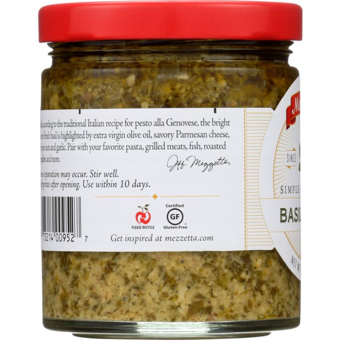 MEZZETTA: Napa Valley Bistro Homemade Style Basil Pesto, 6.25 oz