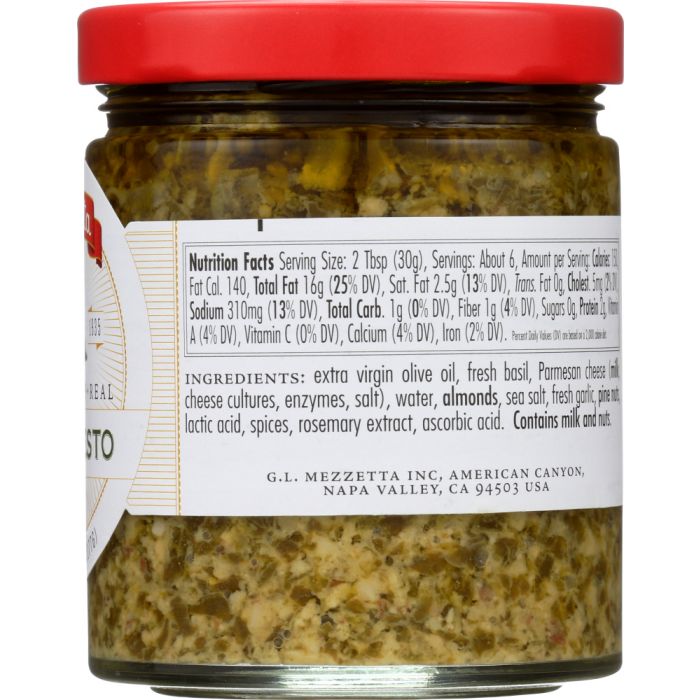 MEZZETTA: Napa Valley Bistro Homemade Style Basil Pesto, 6.25 oz