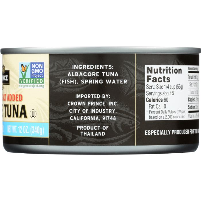 CROWN PRINCE: Albacore Tuna Solid White No Salt Added, 12 oz