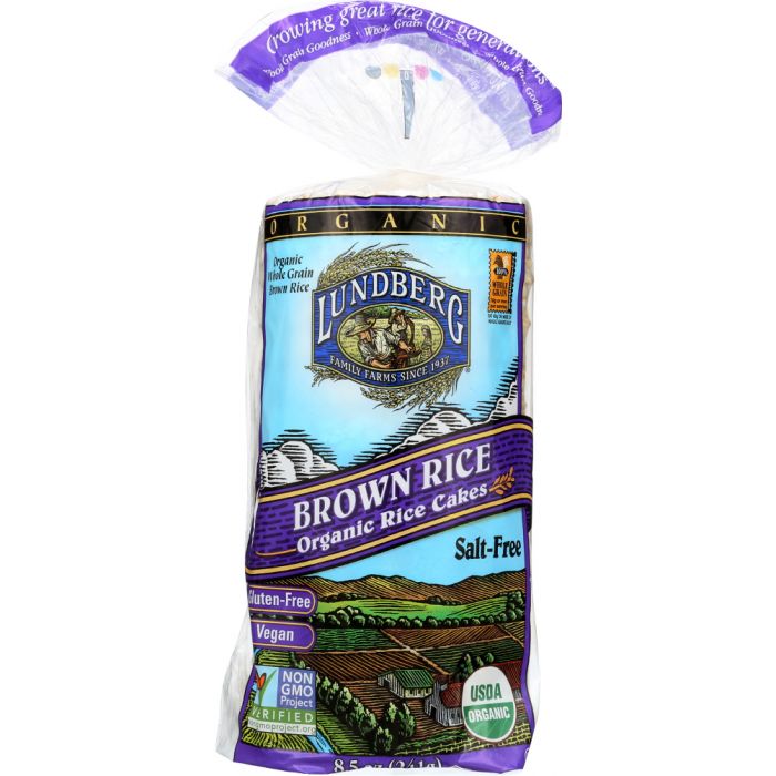 LUNDBERG: Brown Rice Organic Rice Cakes Salt Free, 8.5 oz