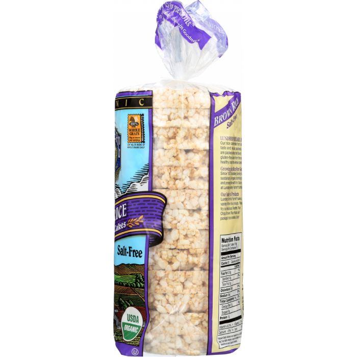 LUNDBERG: Brown Rice Organic Rice Cakes Salt Free, 8.5 oz