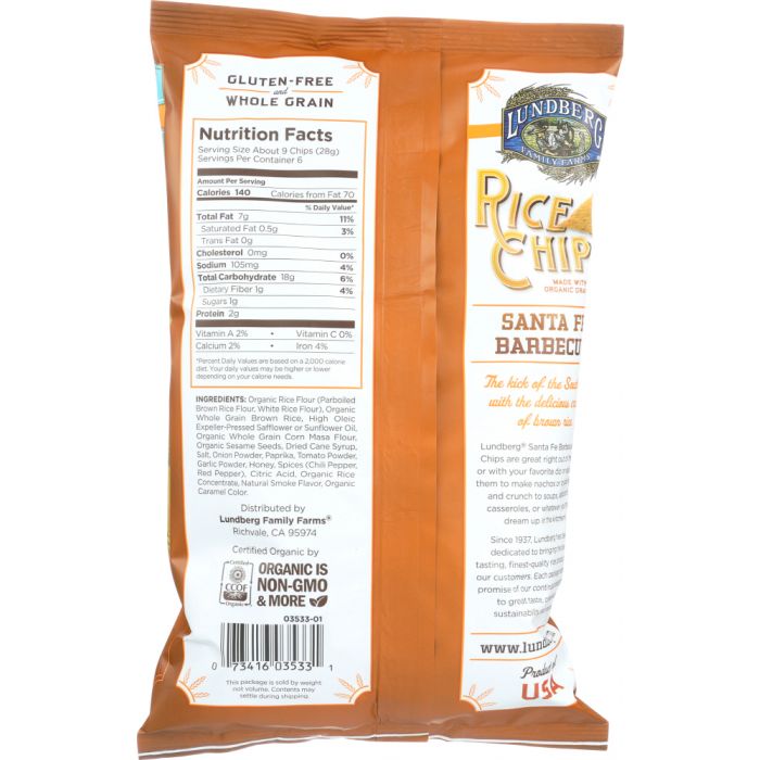 LUNDBERG: Rice Chips Santa Fe Barbecue, 6 oz