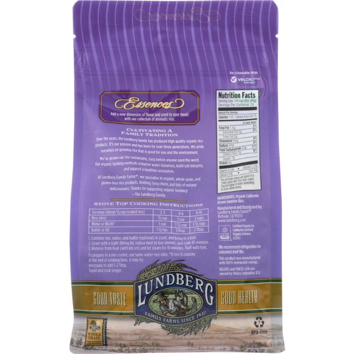 LUNDBERG: Organic California Brown Jasmine Rice, 2 lb